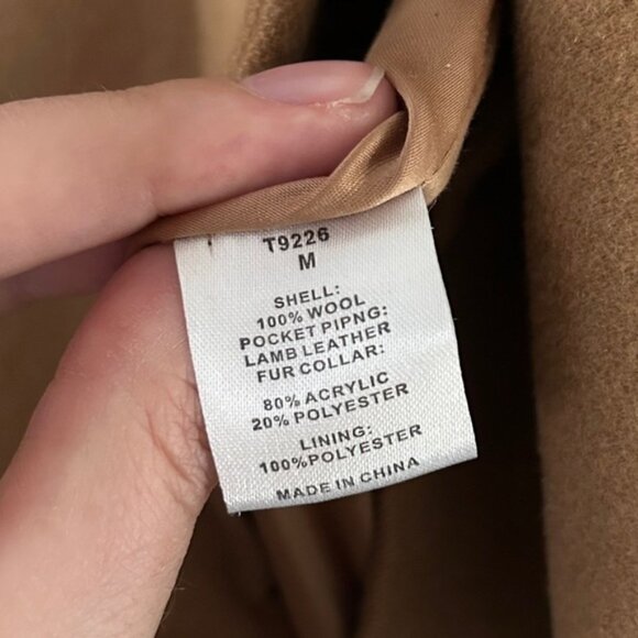 Tart Collections Tan Wool Pea Coat Winter Casual Classic Medium - Picture 5 of 10